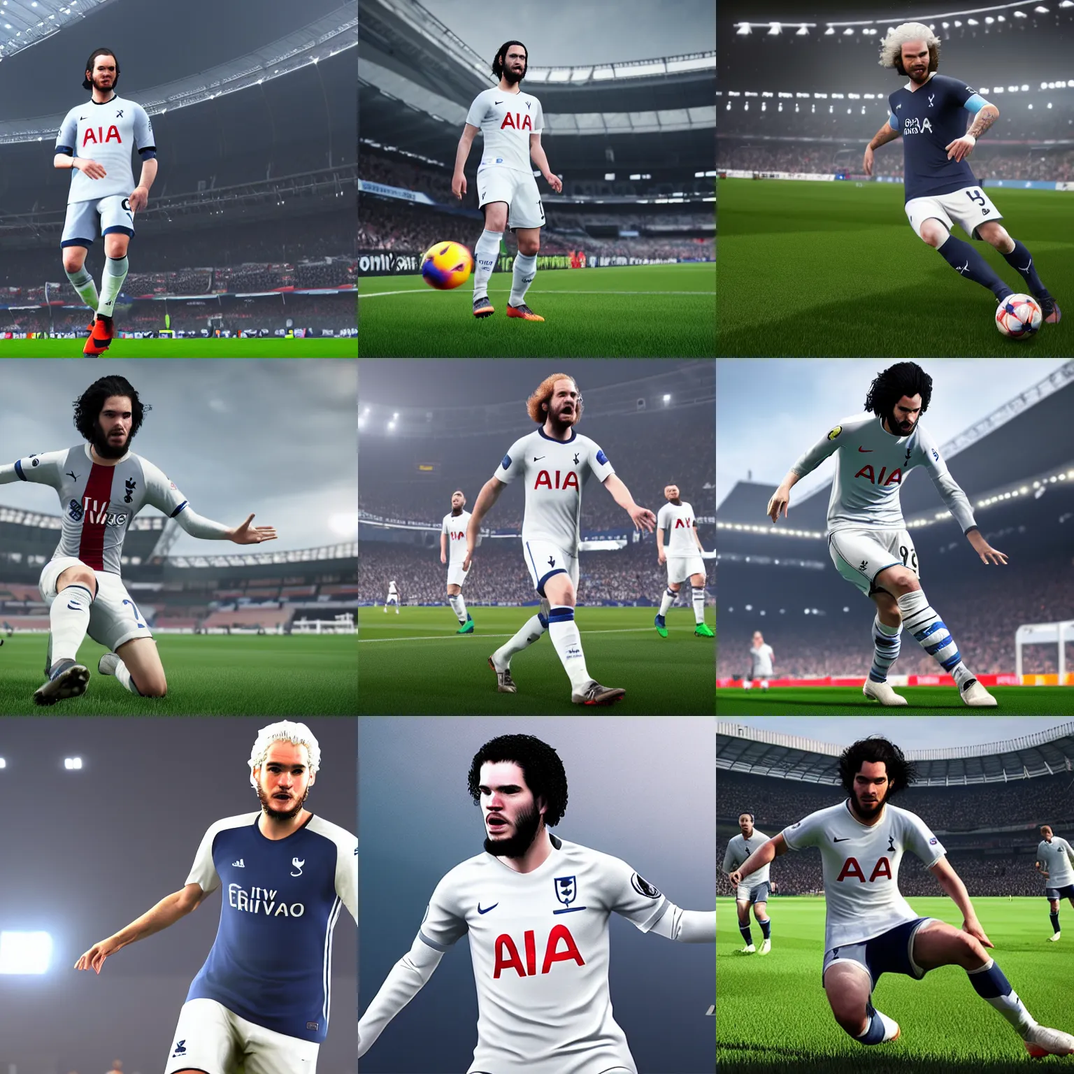 Prompt: screenshot of john snow in fifa 2 1, tottenham fc, ea sport, rtx geforce experience, best graphics