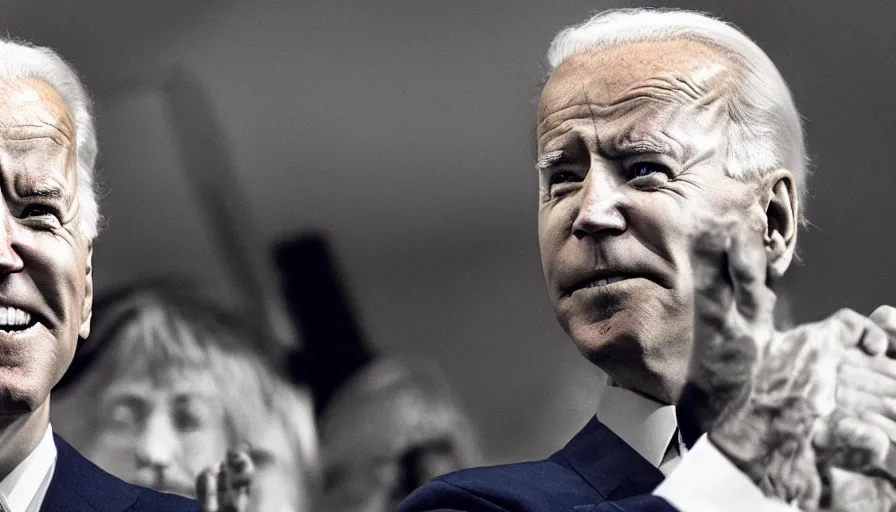 Image similar to joe Biden in Minecraft, close-up screenshot