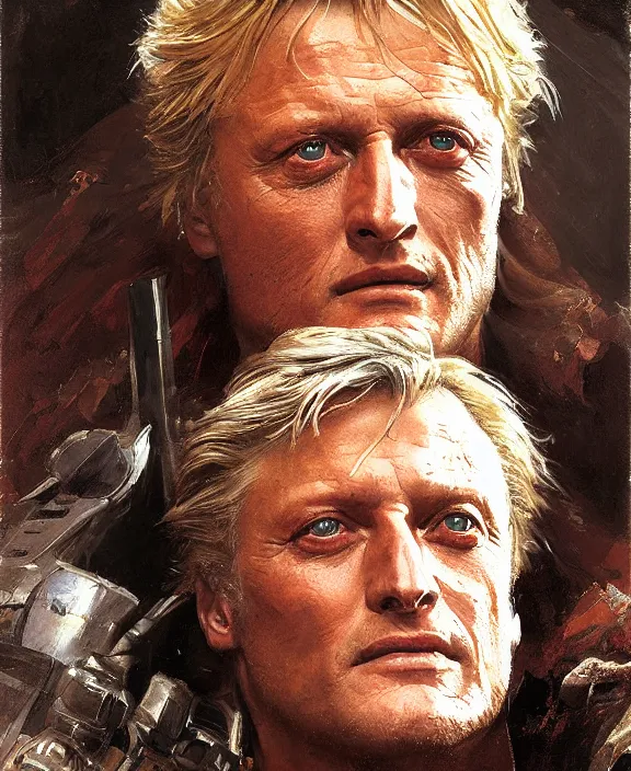 Prompt: portrait of rutger hauer, highly detailed painting by gaston bussiere, craig mullins, j. c. leyendecker 8 k