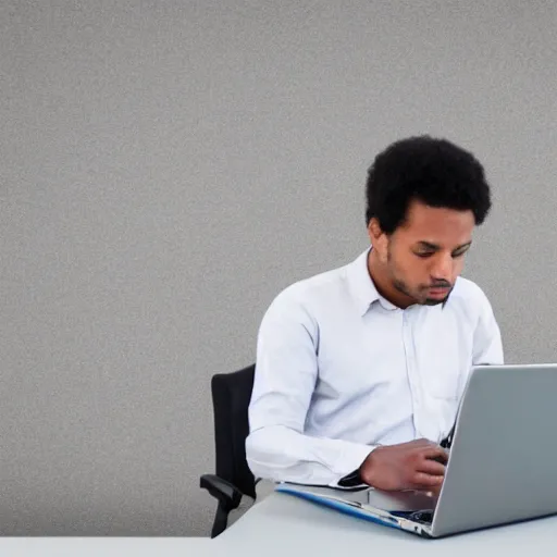 Prompt: a machine learning engineer working tirelessly on his laptop