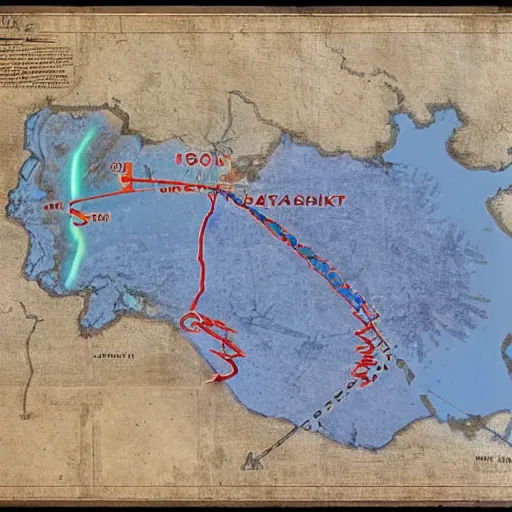 Image similar to general battle plan for the invasion of the soviet union in 1 9 4 0 the plan is mark with a blue line present the movement by greg rutkowski