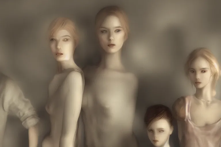 Prompt: selfsufficient and wealthy family watching tvin style of paolo roversi, britt marling style 3 / 4, 8 k, sharp focus, soft light, volumetric lighting, highly detailed realistic, refined, artstation