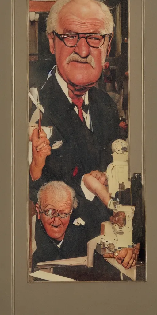 Image similar to upper body portrait of actor kenneth mcmillan in the style of norman rockwell, colour