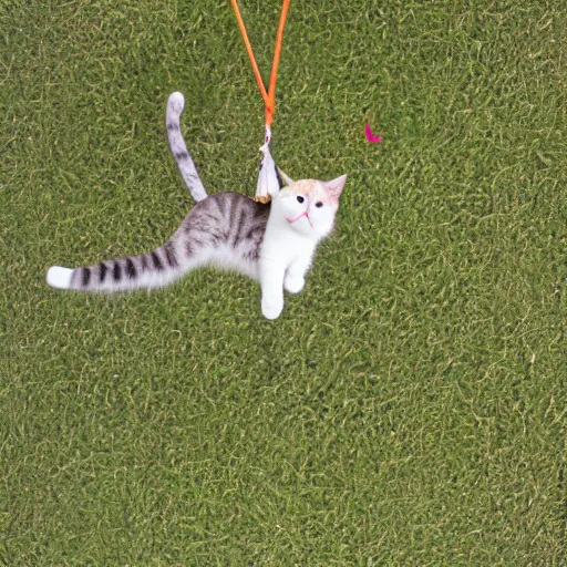 Image similar to a cat parachuting, professional photography