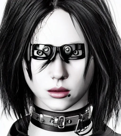 Image similar to detailed realistic female character cyberpunk wearing thick steel collar around neck, realistic, art, beautiful, 4K, collar, choker, collar around neck, punk, artstation, detailed, female, woman, choker, cyberpunk, neon, punk, collar, choker, collar around neck, thick collar, tight around neck, punk, choker, collar, steel collar,