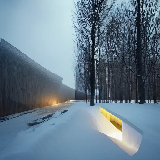 Prompt: i blind from the light when notorious blizzard is raging by bjarke ingels