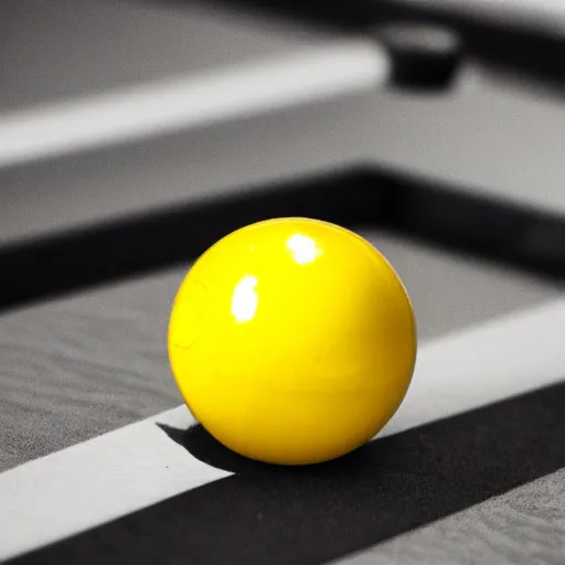 Prompt: a yellow billiard ball with the number '42', macro photo 105mm trending on 500px