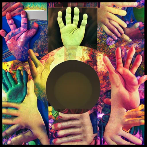 Image similar to a collage of hands and feet, dmt trip