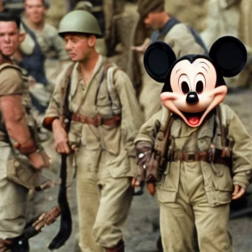 Prompt: disney characters in saving private ryan