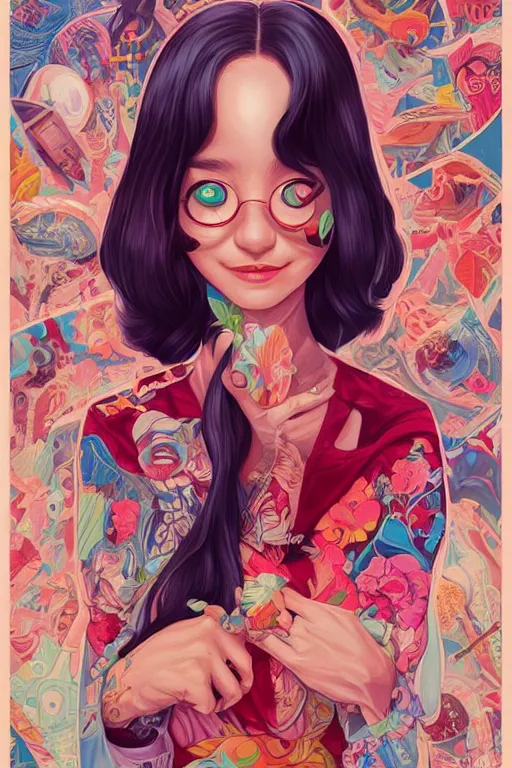 Image similar to a cutegirlsmiling, Tristan Eaton, victo ngai, artgerm, RHADS, ross draws