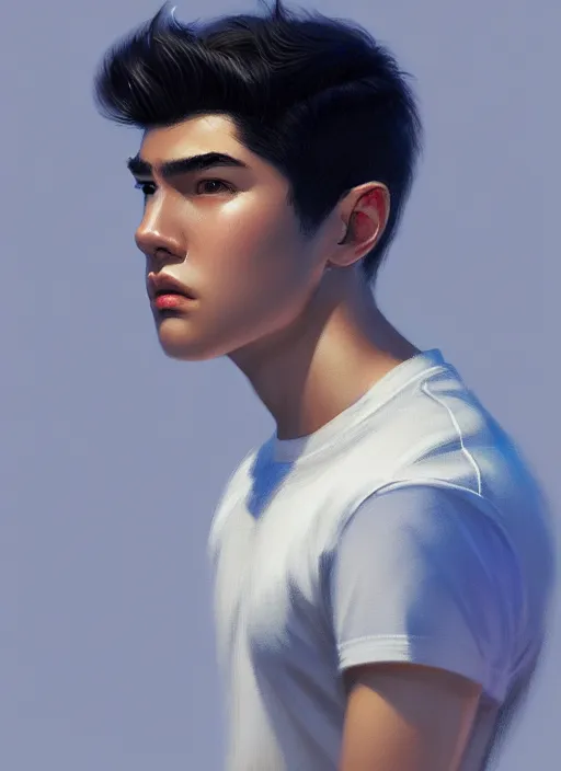 Image similar to portrait of teenage reggie mantle, mean smirk, intricate, elegant, glowing lights, highly detailed, digital painting, artstation, concept art, smooth, sharp focus, illustration, art by wlop, mars ravelo and greg rutkowski