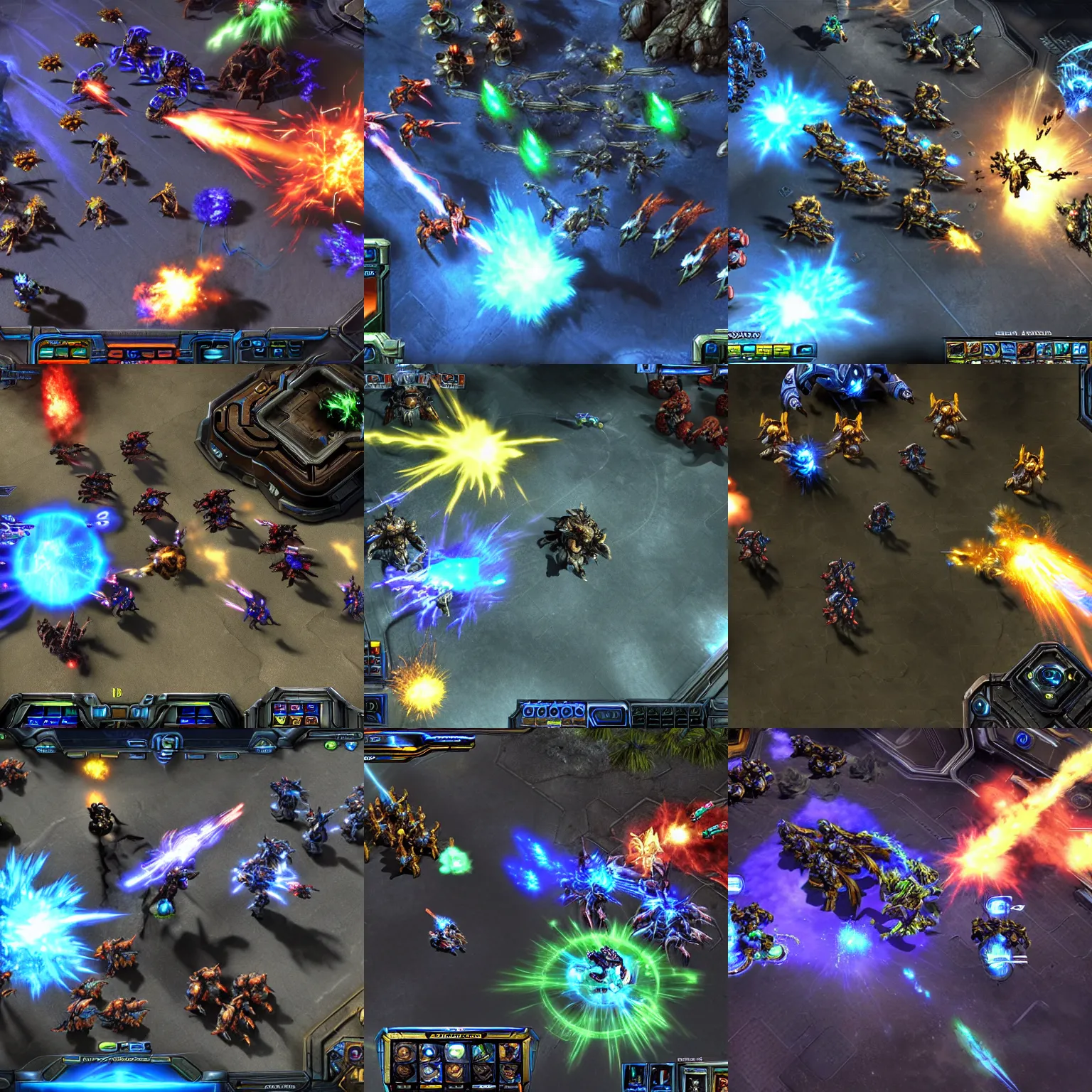 Prompt: screenshot of starcraft 3, chaotic battle