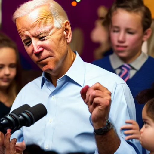 Prompt: joe biden asleep at a childrens party