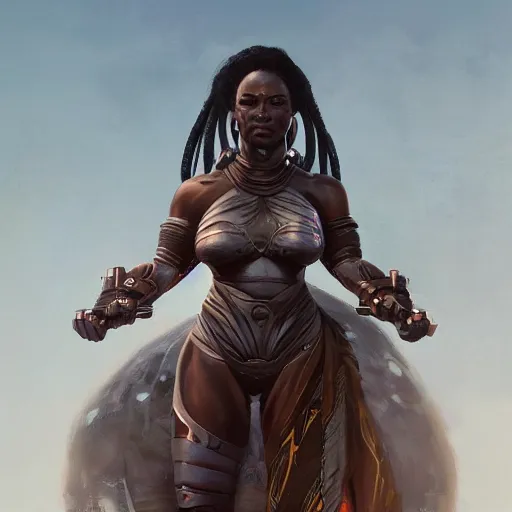 Image similar to a beautiful portrait of a iron goddess by greg rutkowski and raymond swanland, afrofuturism, trending on artstation, ultra realistic digital art