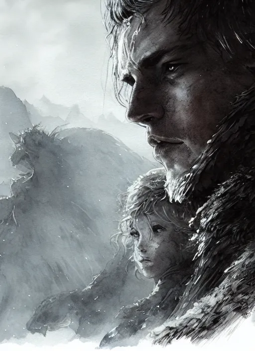 Image similar to portrait, The Nights Watch, battling the beasts beyond the wall, watercolor, dramatic lighting, cinematic, establishing shot, extremely high detail, foto realistic, cinematic lighting, pen and ink, intricate line drawings, by Yoshitaka Amano, Ruan Jia, Kentaro Miura, Artgerm, post processed, concept art, artstation, matte painting, style by eddie mendoza, raphael lacoste, alex ross