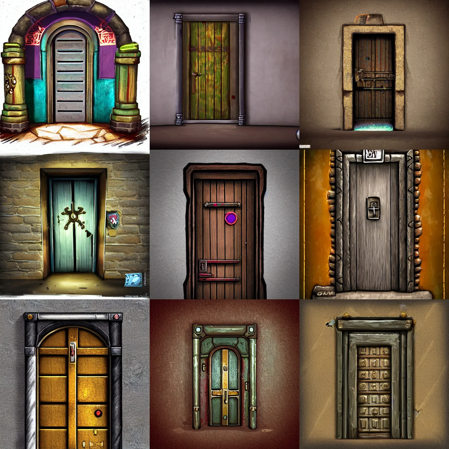 Prompt: a game item simple door's key, detailed illustration of an object with handpainted textures, rpg game style, center, rim lights and glow, colorful, high depth and details