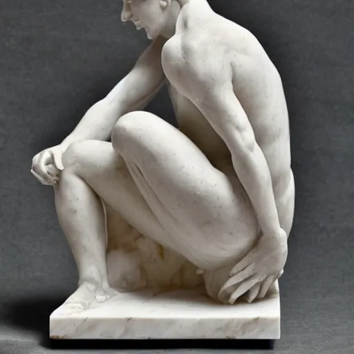 Prompt: natsu, marble sculpture