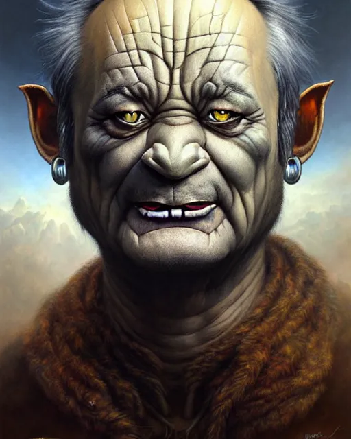 Image similar to a detailed portrait of an bill murray orc by tomasz alen kopera and peter mohrbacher