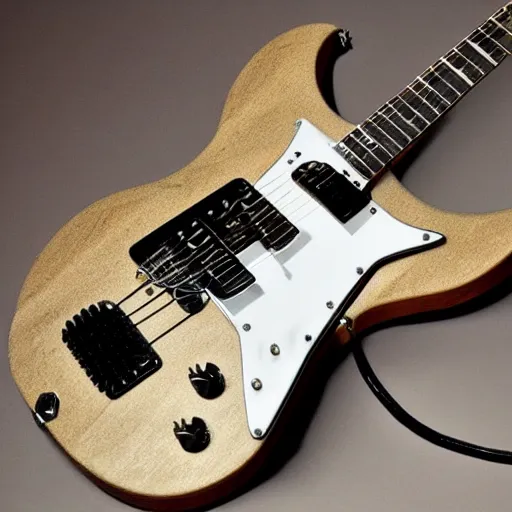 Prompt: an electric guitar entirely made out of other guitars