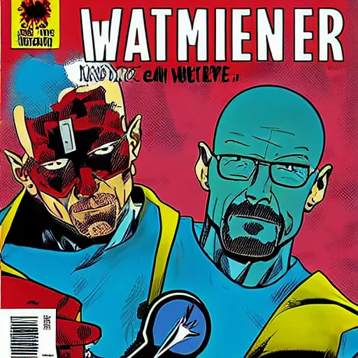 Prompt: walter white as a superhero marvel comics cover