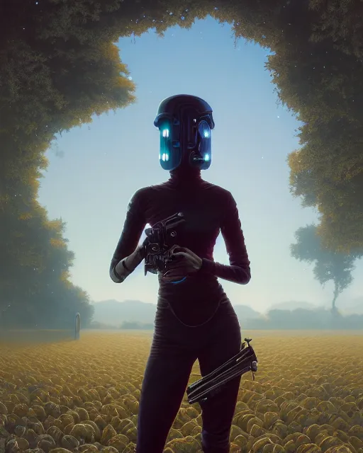 Prompt: highly detailed surreal vfx portrait of a futuristic assassin in a rural farm by monolith, stephen bliss, unreal engine, greg rutkowski, loish, rhads, beeple, makoto shinkai and lois van baarle, ilya kuvshinov, rossdraws, tom bagshaw, alphonse mucha, global illumination, detailed and intricate environment