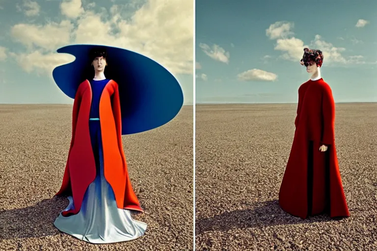 Image similar to fashion editorial photography in a world inspired by jean giraud moebius