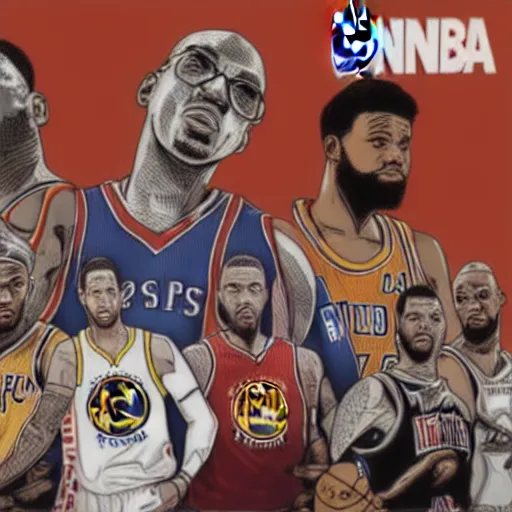 Image similar to nba gta cover, digital art