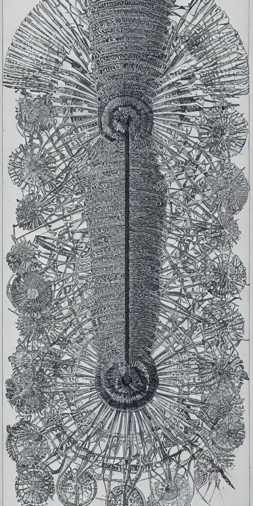 Prompt: Detailed Infographic Blueprint by Ernst Haeckel of a giant beautiful diatom in a space station