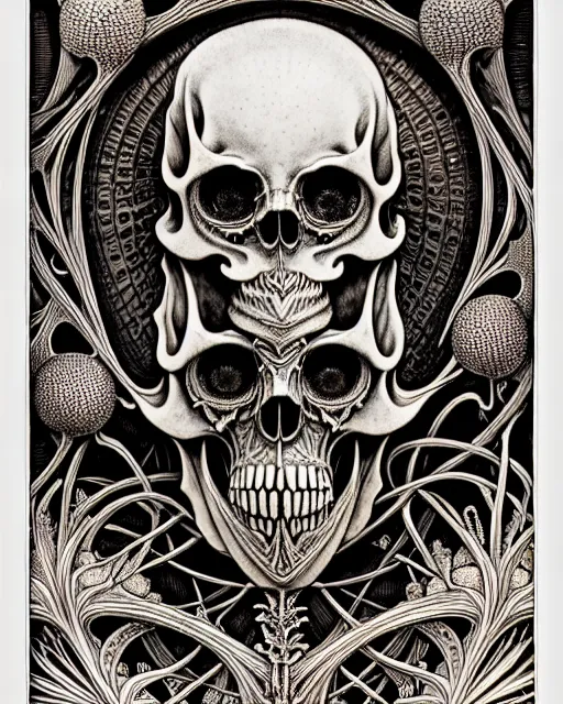 Image similar to art forms of nature by ernst haeckel, memento mori by arthur rackham, ornate antique porcelain beautiful skull mask, ultrasharp, photorealistic, hyperdetailed, octane render, polished, art nouveau, neo - gothic, gothic, intricate ornamental organic filigree, art nouveau botanicals, art forms of nature by ernst haeckel, horizontal symmetry, symbolist, visionary