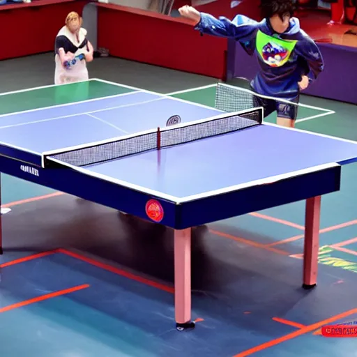 table tennis match, epic, anime style, Stable Diffusion