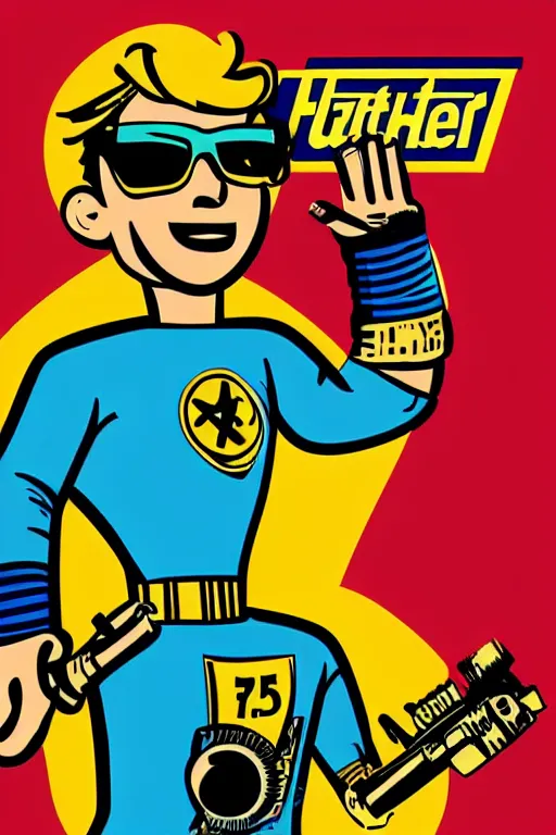 Image similar to fallout 7 6 retro futurist illustration art by butcher billy, sticker, colorful, illustration, highly detailed, simple, smooth and clean vector curves, no jagged lines, vector art, smooth andy warhol style