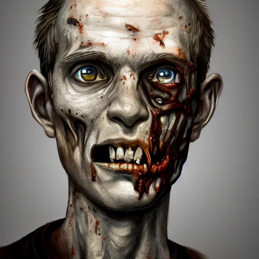 Image similar to head portrait of a slim and young stephen morrissey as a zombie, 7 days to die zombie, fine art, award winning, intricate, elegant, sharp focus, cinematic lighting, rimlight, digital painting, 8 k concept art, art by z. w. gu, art by brom, art by michael hussar, 8 k