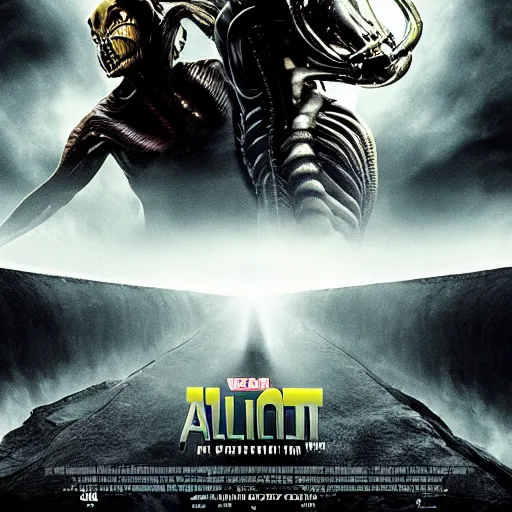 Image similar to alien vs. predator movie poster.