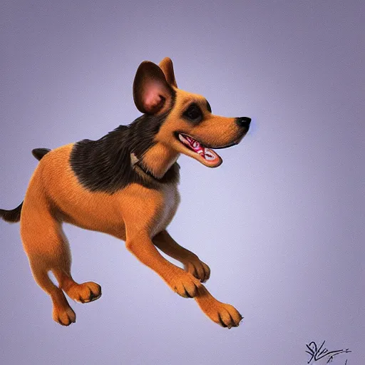 Image similar to A dog jumping , artwork by Aaron Blaise, disney, art station