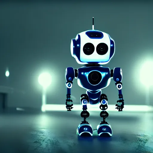 Image similar to a cute little robot. super realistic 8 k render of a dark hooded powerful elegant, cinematic composition