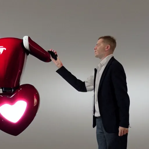 Image similar to Tesla Bot Makes a heart shape with his hands