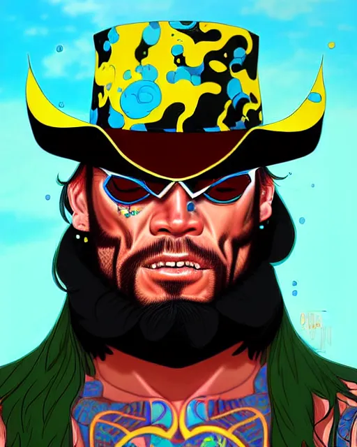 Image similar to digital art, fantasy portrait of randy macho man savage, crying big blue tears, by james jean, by ross tran, ultra detailed, character design, concept art, trending on artstation,