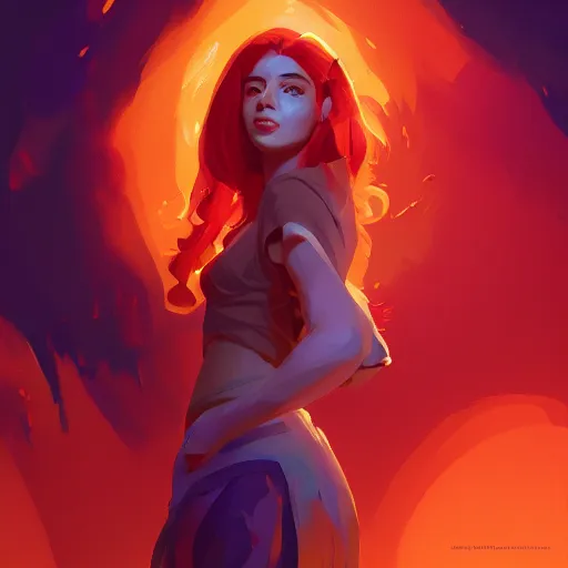 Image similar to portrait of beautiful woman with flaming orange hair, maya ali mage, gloomhaven, dynamic lighting, gaudy colors, octane render aesthetic, matte painting concept art, official fanart behance hd artstation by jesper ejsing, by rhads and makoto shinkai and lois van baarle and ilya kuvshinov and rossdraws