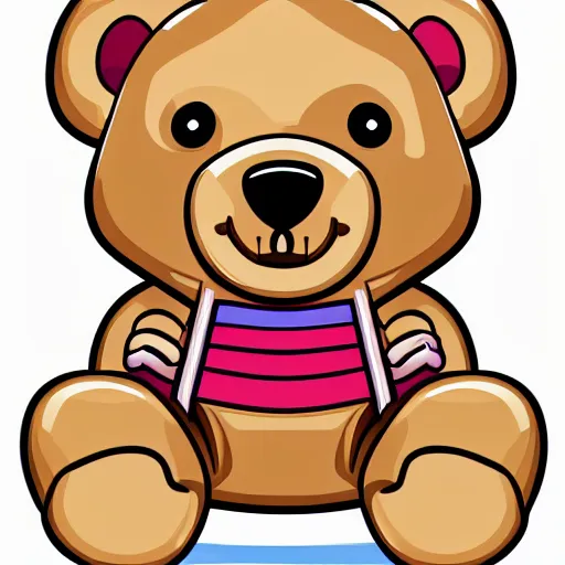 Image similar to Skater teddy bear, sticker, highly detailed, colorful, illustration, drama, smooth and clean vector curves, no jagged lines, vector art, smooth