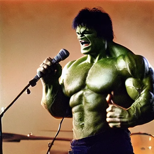 Image similar to hulk performing at woodstock