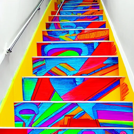 Prompt: stairway to heaven, bright colors, super detailed, vibrant