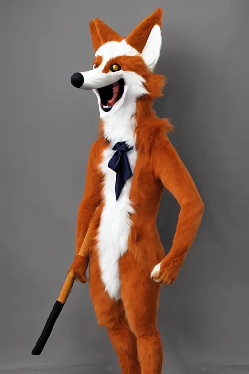 Image similar to an anthropomorphic fox, fursuit!!!!, cosplay