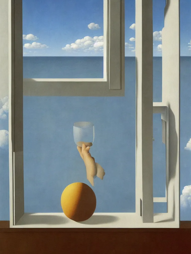 Image similar to the window by rene magritte, detailed painting, hd, hq, high resolution, high detail, 4 k, 8 k