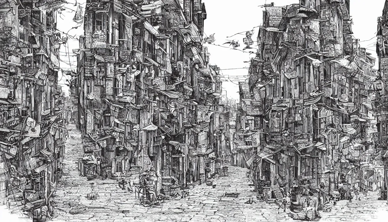 Prompt: ido period street, illustration, detailed