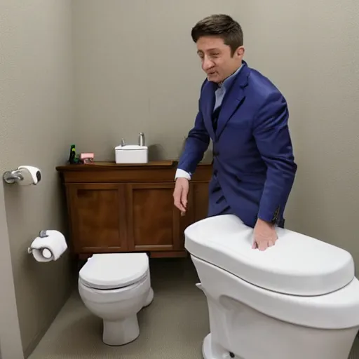 Image similar to Zelensky flushes himself in the toilet