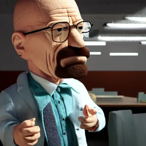 Image similar to walter white as a muppet, 8 k, 3 d, professional