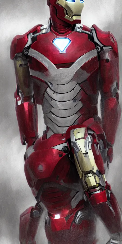 Image similar to ironman armor, fantasy art, portrait : : 2 ironman : : red, gray, black, white : : 8 k