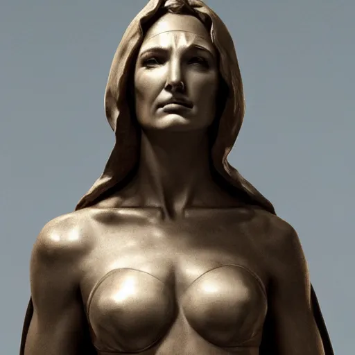 Image similar to bust sculpture of Gal Gadot as pieta, by Michelangelo, photorealism
