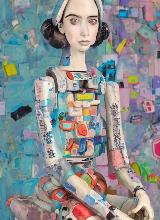 Image similar to studio photograph of a contemporary ceramic sculpture of a modular quirky emma roberts krysten ritter android by hikari shimoda and jack gaughan