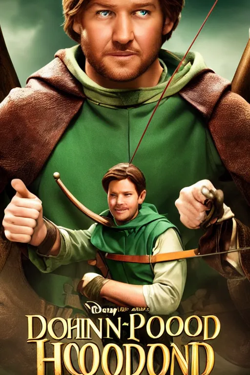 Image similar to disney robin hood movie poster, cgi, cinema, realistic